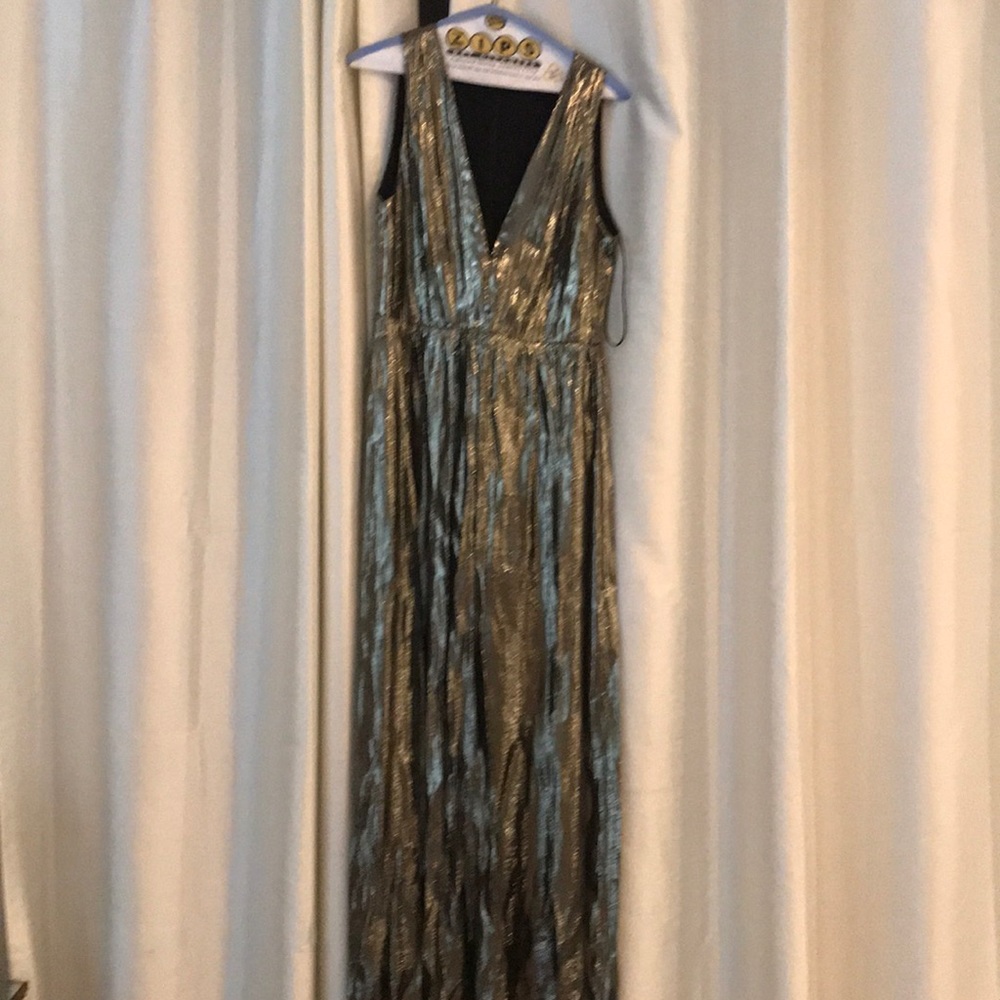 Alice and Olivia gold lame gown